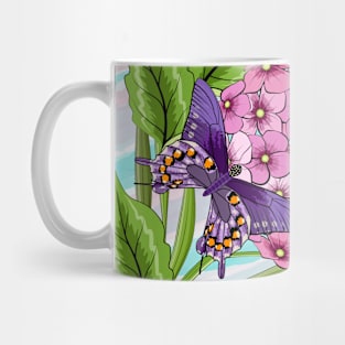 Hydrangea Flowers And Swallowtail Butterflies Mug